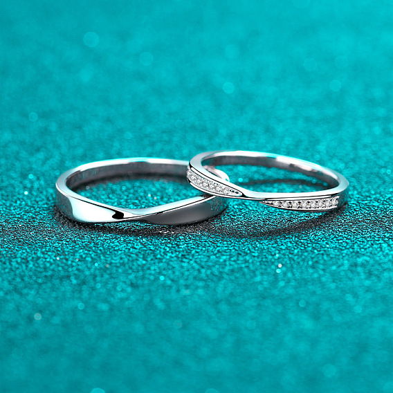 Rhodinierte 925 Sterling Silber Moissanit Fingerringe, Criss-Cross-Ringe für Damen