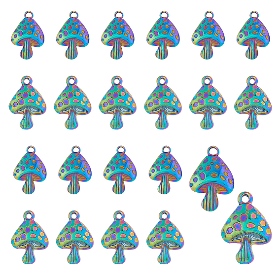 20 шт 2 стиль подвески из сплава цвета радуги, без кадмия и без свинца, форма грибов