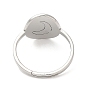 304 Stainless Steel Adjustable Rings, Flat Round with Moon