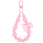 1Pc Bowknot Round Acrylic Beaded Decorations, with Swivel Clasps, for Bag Hanging Ornaments