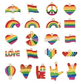 42Pcs Rainbow Flag Charm Pendant Enamel Flag Heart Love Balloon Charm Alloy Enamel Pendant for Jewelry Necklace Earring Making Crafts