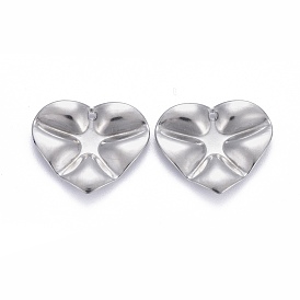 304 Stainless Steel Pendants, Textured, Heart