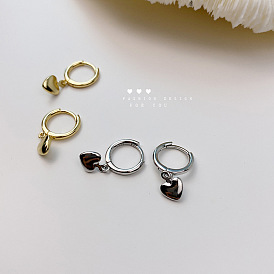 Retro heart earrings women's fashion cold style high-end sense simple earrings small peach heart ear buckle clip jewelry
