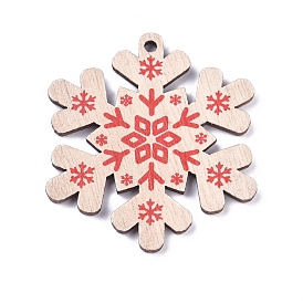Poplar Wood Pendants, Snowflake, for Christmas, Dyed