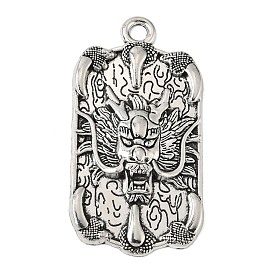 Tibetan Style Alloy Big Pendants, Rectangle & Dragon Charms