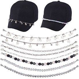 8 шт. 8 стили акриловые бусины и полимерная глина, стразы, латунь и цепочки для бейсболок из нержавеющей стали