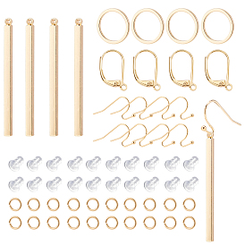 BENECREAT DIY Vertical Bar Pendant Earrings Making Kit, Including Brass Pendant & Earring Hooks & Leverback Earring Findings & Linking Rings & Jump Rings, Silicone Ear Nuts