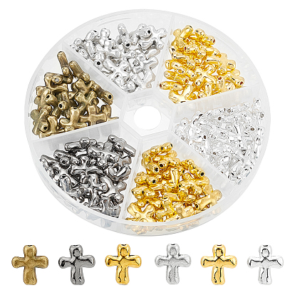 120 шт 6 цвета бусины из сплава тибетского стиля, крестик