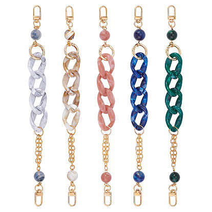 5piezas 5Correas para bolso de eslabones ovalados acrílicos clors con anillo de aleación, cadena de hierro, accesorios de reemplazo de bolsa