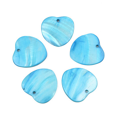 Natural Freshwater Shell Pendants, Dyed, Heart