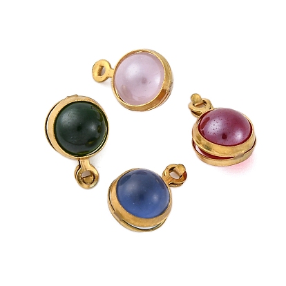 304 круглые подвески из окрашенного натурального кварца в оболочке из нержавеющей стали, золотые