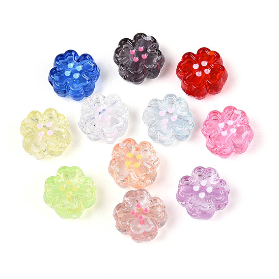 Прозрачные акриловые бусины, цветок, с эмалью