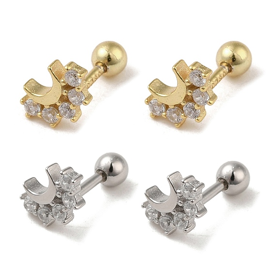 925 женские серьги из стерлингового серебра с микропаве из циркония, хрящевые серьги, луна