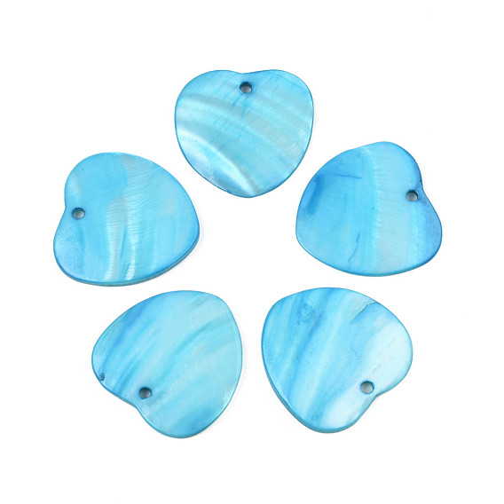 Natural Freshwater Shell Pendants, Dyed, Heart