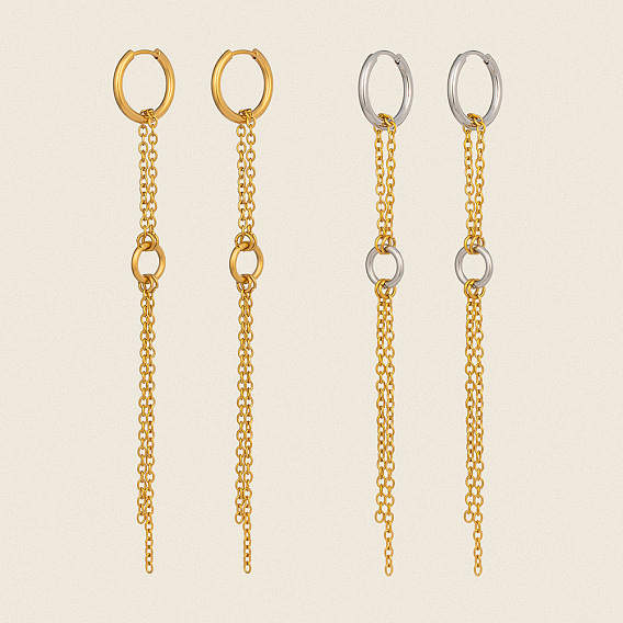 304 серьги-кольца с кисточками из нержавеющей стали, цепочка-оберег