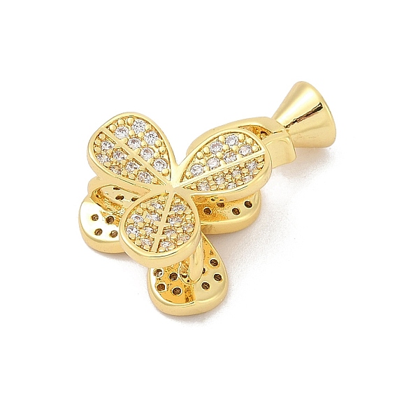 Латунное микропейв, прозрачный кубический цирконий, складные застежки, цветок