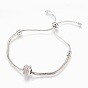 Adjustable Brass Bolo Bracelets, Slider Bracelets, with Micro Pave Cubic Zirconia, Lead Free & Cadmium Free & Nickel Free, Long-Lasting Plated