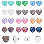 DIY Stainless Steel Pendant & Stud Earring Making Kits, include Heart Pendant & Stud Earring Cabochon Settings, Resin Textured Cabochons