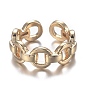 Brass Cuff Rings, Open Rings, Long-Lasting Plated, Cable Chain Shape
