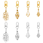 8Pcs 8 Styles 304 Stainless Steel Empty Stone Holder Chain Pouch Pendant Decorations, with Alloy Swivel Clasps