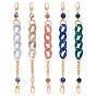 5Pcs 5clors Acrylic Oval Link Bag Straps with Alloy Ring, Iron Chain, Bag Replacement Accessories