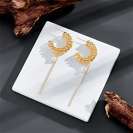 925 Silver Pearl Tassel Earrings - Spiral Ear Decor with 14k Gold Plating
