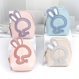 PU Leather Wallets Keychains, Bag with Rabbit Makeup Bags