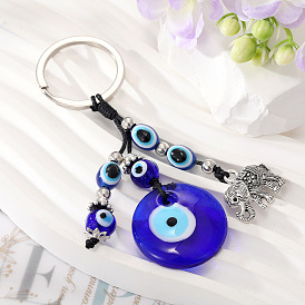 Vintage Elephant Glass Blue Eye Keychain Pendant Bag Charm Jewelry