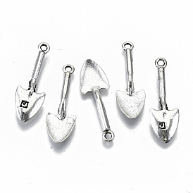 Tibetan Style Alloy Pendants, Garden Theme Charms, Shovel, Cadmium Free & Lead Free