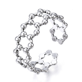304 Stainless Steel Hexgon Open Cuff Ring for Women