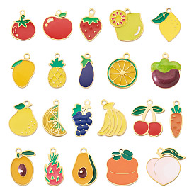 21 шт. 21 стили 304 эмалевые подвески из нержавеющей стали, фрукты, ионное покрытие (ip), золотые