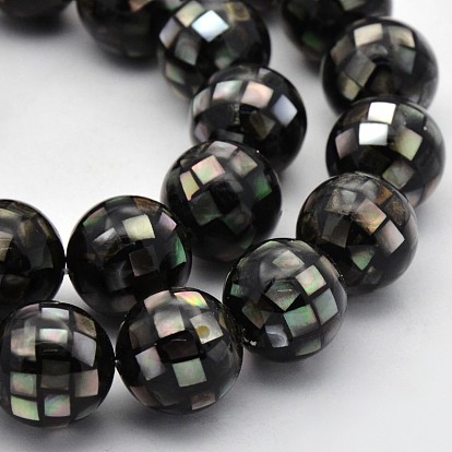 Mosaic Style Faceted Round Natural Abalone Shell/Paua Shell Beads Strands