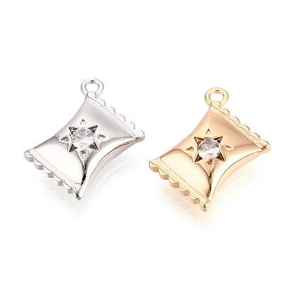 Латунные микропаве прозрачные подвески с фианитом, без кадмия, без никеля и без свинца, конфеты