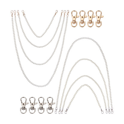 8 шт 8 стили белые акриловые круглые бусины сумка ручки, с поворотными замками из цинкового сплава и стальной проволокой, для аксессуаров для замены сумок