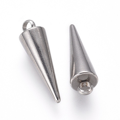 304 Stainless Steel Pendants, Spike/Cone