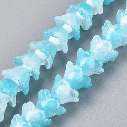 Transparent Glass Beads Strands, Tulip Flower