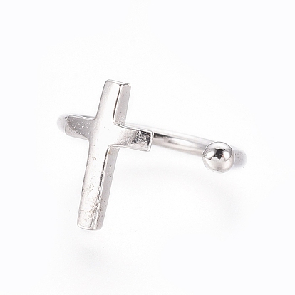 925 Sterling Silver Cuff Earrings, Cross