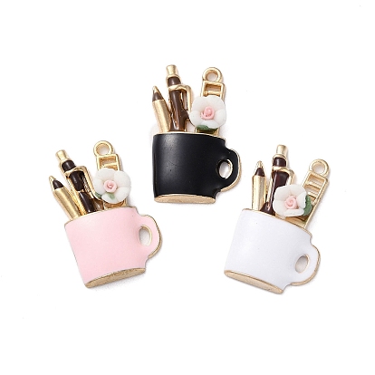 Подвески из эмали и сплава, с фарфоровым цветком, без кадмия и без свинца, подвеска для ручки, золотой свет