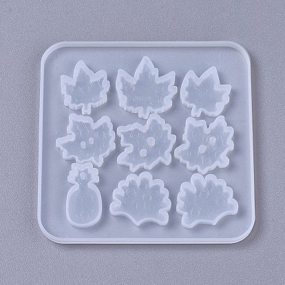 Silicone Molds, Cabochon & Pendants Resin Casting Molds, For UV Resin, Epoxy Resin Jewelry Making, Mixed Shapes, Maple Leaf & Leaf & Pineapple