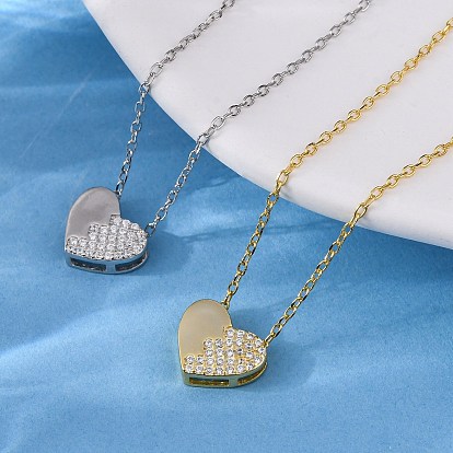 925 ожерелья с подвеской в виде сердца из стерлингового серебра с микропаве из прозрачных кубических цирконий для женщин