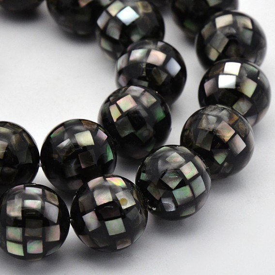 Mosaic Style Faceted Round Natural Abalone Shell/Paua Shell Beads Strands