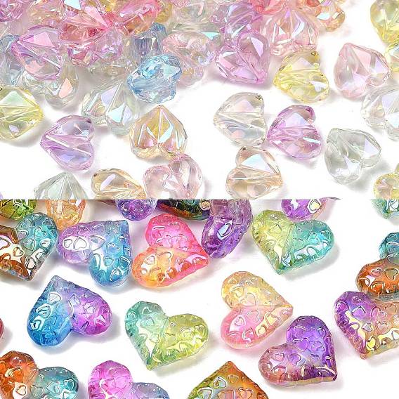 Уф-покрытие прозрачные акриловые бусины, радужный, сердце