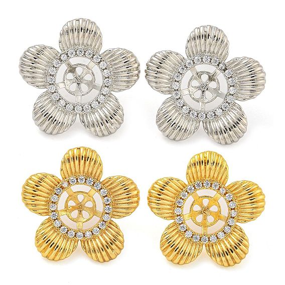 Покрытие стойки: латунь, микропаве, серьги-гвоздики с кубическим цирконием, без кадмия и без свинца, долговечный, цветок