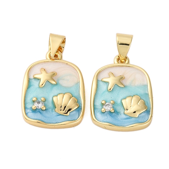 Латунные микро проложить кубического циркония подвески, морская жизнь, с эмалью, без кадмия и без свинца, стойки покрытие, долговечный