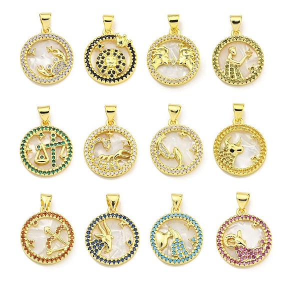 Латунные микропаве прозрачные подвески с фианитом, без кадмия, без никеля и без свинца, с оболочкой, реальный 18 k позолоченный