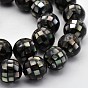 Mosaic Style Faceted Round Natural Abalone Shell/Paua Shell Beads Strands