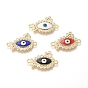 Brass Micro Pave Cubic Zirconia Links Connectors, with Enamel, Eye, Clear