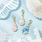 Подвески из эмалевого сплава в форме раковины, с искусственным жемчугом из АБС-пластика и 304 карабинами из нержавеющей стали