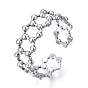 304 Stainless Steel Hexgon Open Cuff Ring for Women