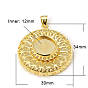 Brass Pendant Cabochon Settings, Flat Round, 34x30x7mm, Hole: 4x6mm, Tray: 12mm